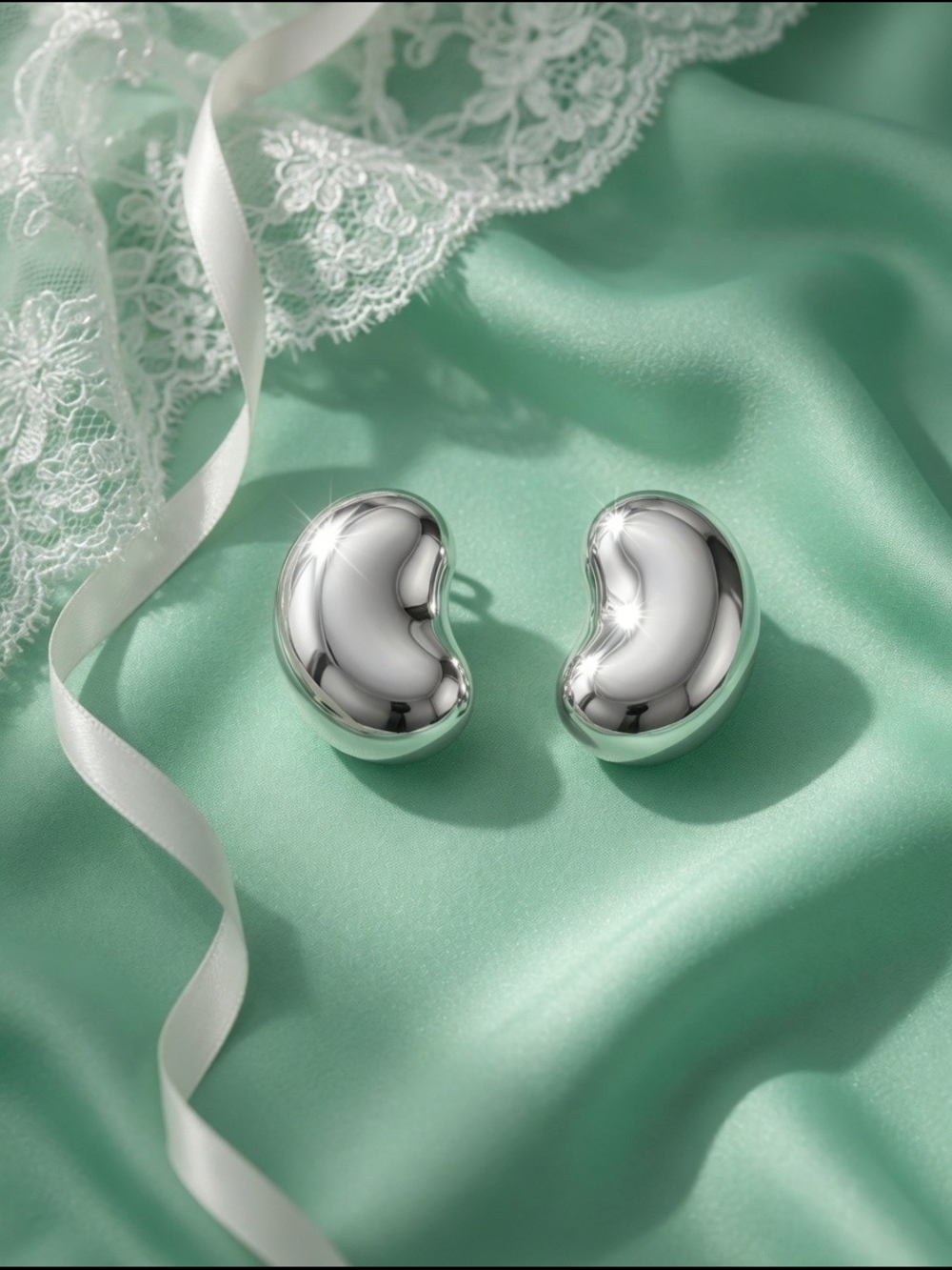 new Tiffany & Co. Silver Bean-Shaped Earrings only earings